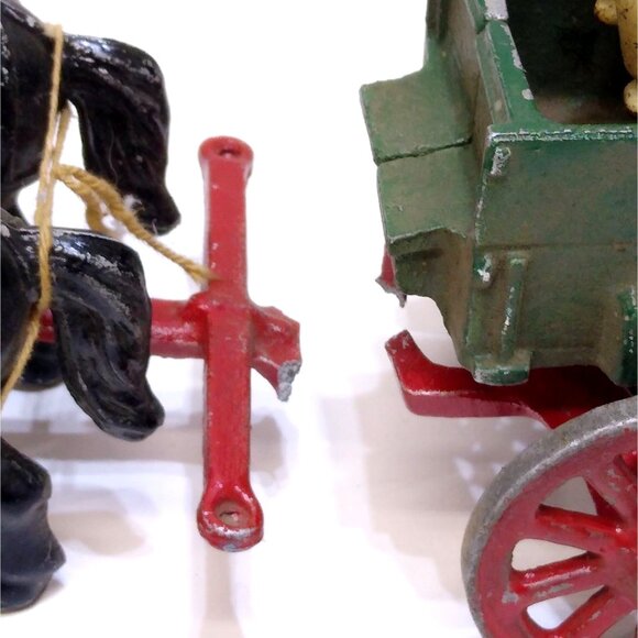 Stanley Toy Co. Horse Drawn Farm Hay Work Cast Wagon w/Driver Toy Original Paint - Picture 3 of 13